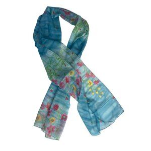 Accessory Street Floral Scarf Blue New Made In Italy Lightweight